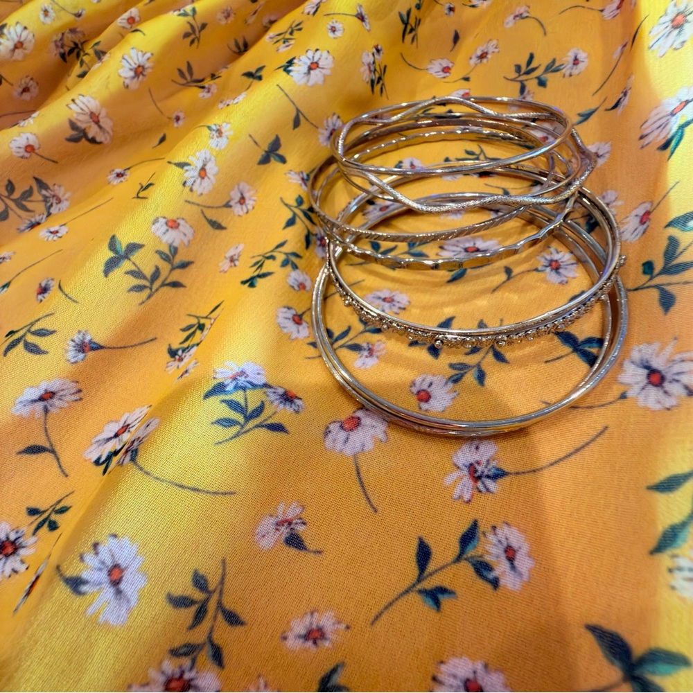 Sterling Silver Bangle Bracelet Set - Textured Stackable Bangles - Picture 2 of 2